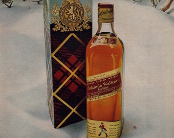 Vintage 1970 Johnnie Walker Red Label Scotch Advertisement Wall Art Retro Bar Decor Classic Liquor Print Home Bar Gift