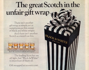 Vintage 1970-tals svartvit skotsk whiskyreklam väggkonst retro bardekor klassisk sprittryck hembargåva