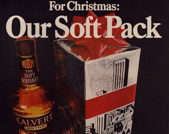 Vintage 1970 Calvert Extra Blended Whiskey Advertisement Wall Art Retro Bar Decor Classic Liquor Print Home Bar Gift
