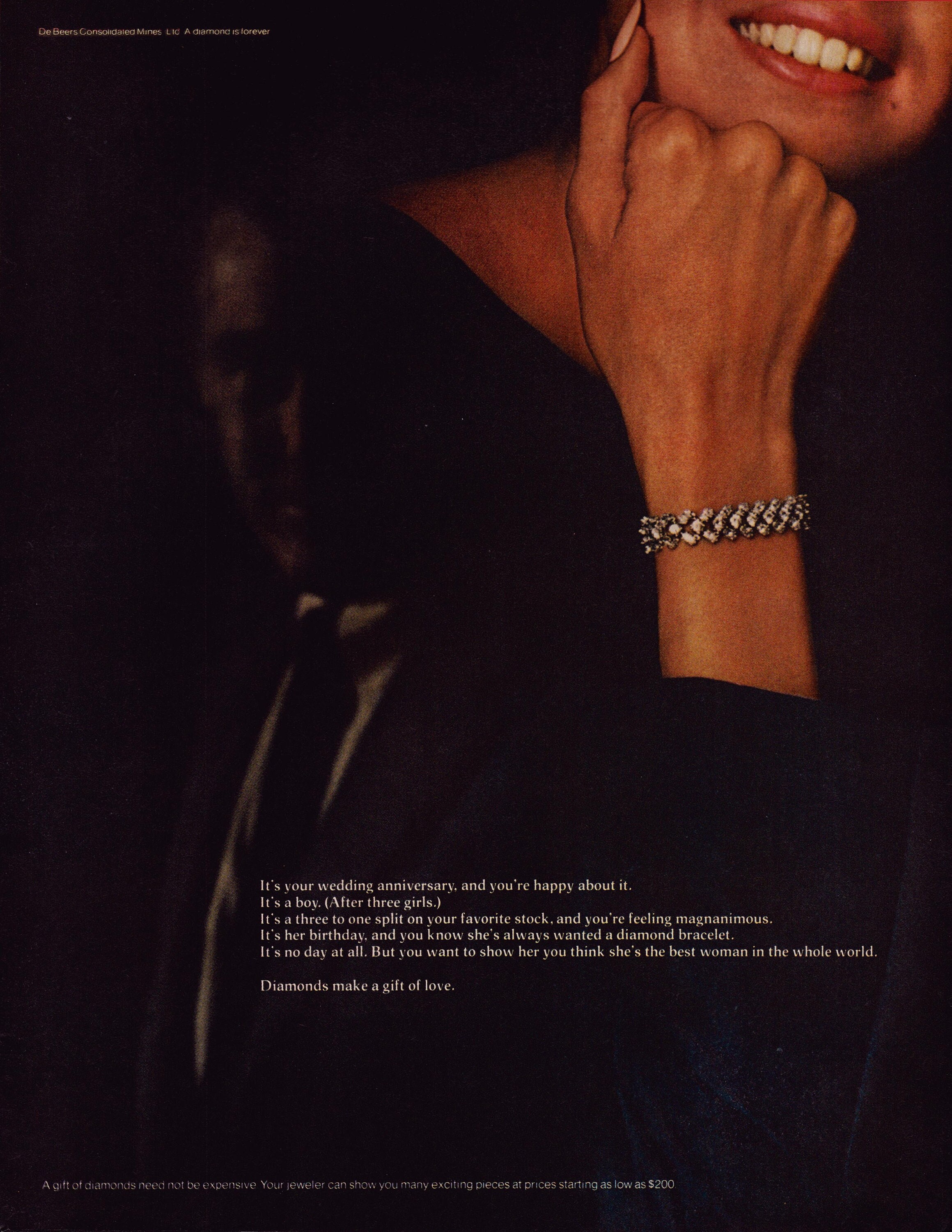 1969 De Beers Diamond Rings- Birthday Anniversary Original 13.5 * 10.5  Magazine Ad