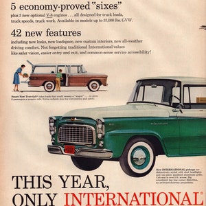 1959 International Truck Vintage Print Ad, 58 New Truck Models, International Harvester, Retro Classic Advertisement, Wall Decor, Gift image 2