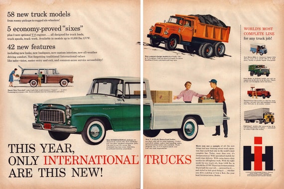 Vintage Car Wall Art 1959 International Truck Classic Auto Decor
