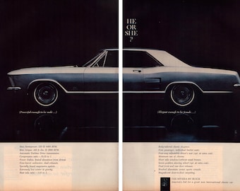 1963 The Riviera by Buick Vintage Print Ad, Retro Classic Car Advertisement, Wall Decor, Gift