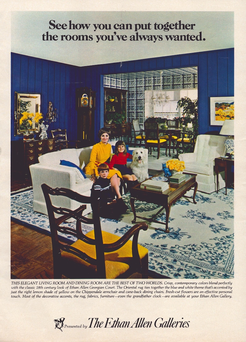 1972 Ethan Allen Galleries Furniture 6-page Vintage Print Ad, Bedroom-Dining Room-Family Room, Retro Classic Advertisement, Home Decor image 4