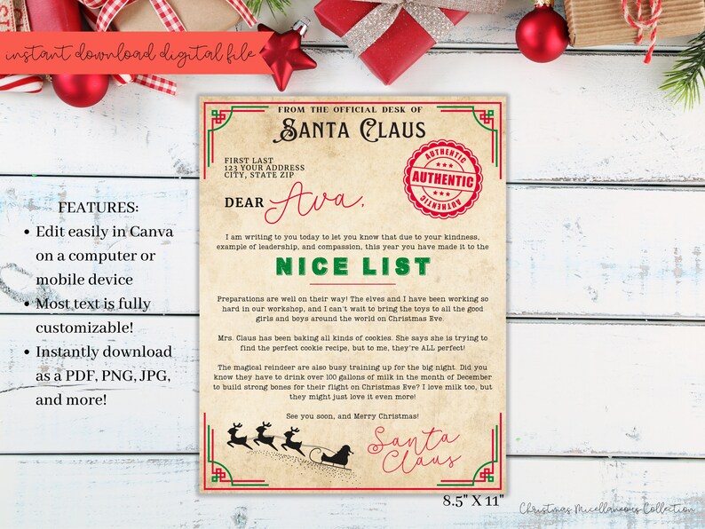 Official Letter From Santa Claus, North Pole Mail, Christmas Eve Box