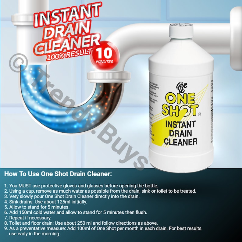 One Shot Instant Drain Cleaner 1LTR Original Etsy UK