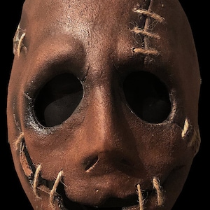 Handmade Horror Latex Mask - Stitch Latex Horror Face Mask - Original Brown