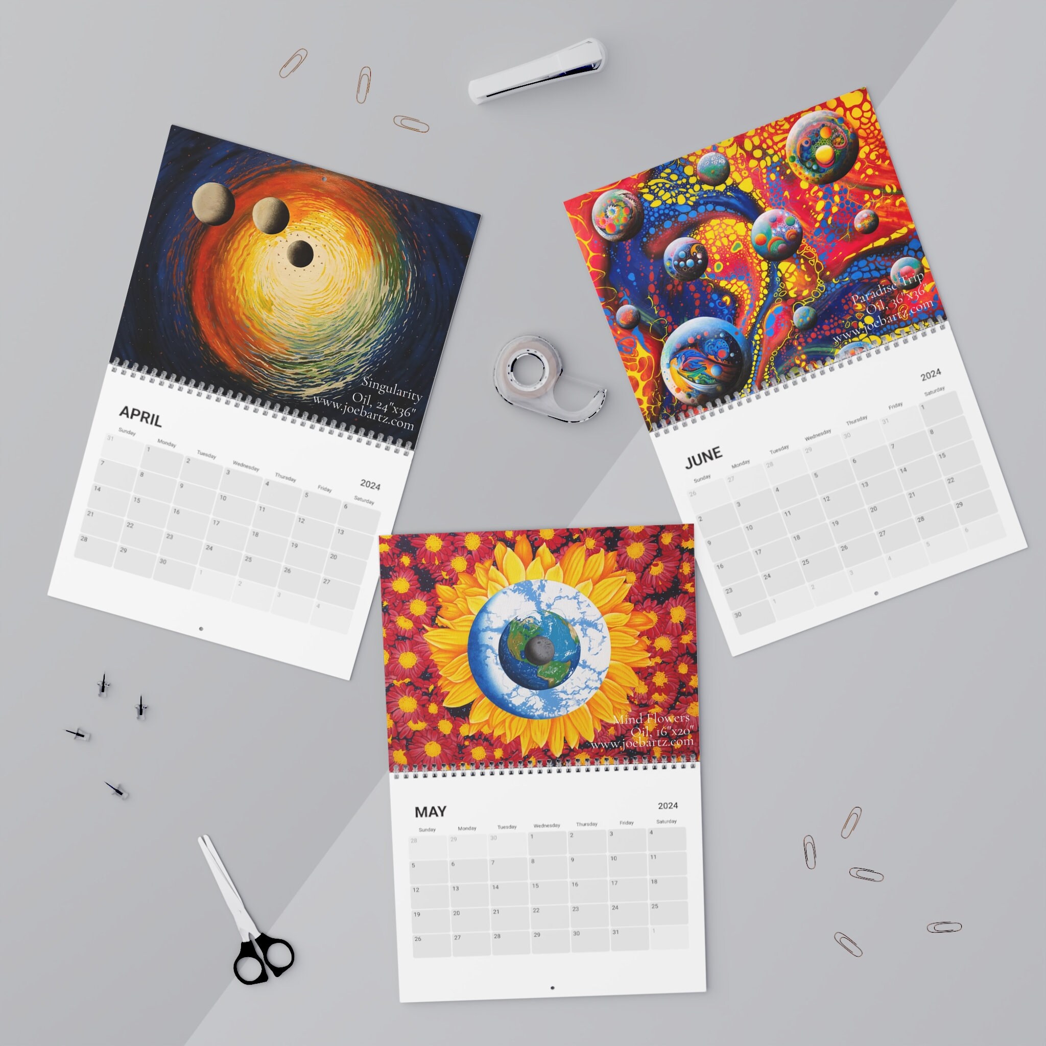 2024 Joe Bartz Psychedelic Surrealism Wall Calendar Etsy