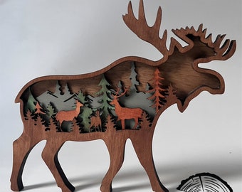 Moose Layered 3d Art, Home Decor, Fathers Day Gift, Hunting Gift, Man Cave Decor, Nature Gift, Husband Gift, Gift for Him, Moose Art