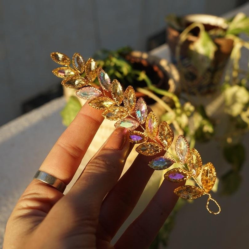 Broche à feuilles Boho en or, accessoires de cheveux de mariage en or, morceau de cheveux de mariée, accessoires de cheveux de mariage,