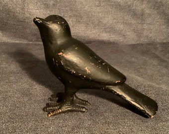 Vintage Cast Iron Raven Bird Statue..