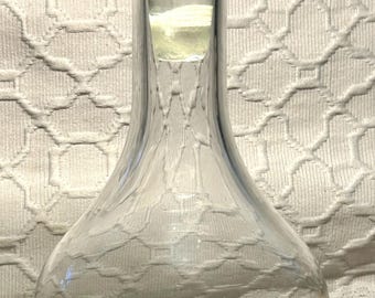 Vintage Clear Heavy Glass Decanter Hand Blown Ball Stopper.
