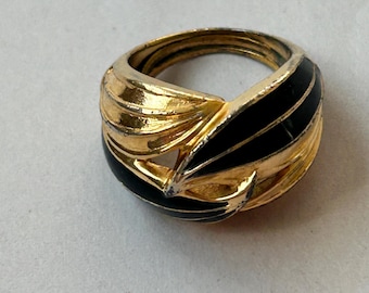 Vintage Jomaz Green Enamel Ring | Signed Joseph Mazer, Size 8.5