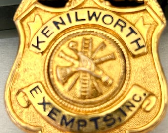 1930's Kenilworth NJ Fire Dept Exempt Badge, Rare Collectible