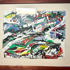 Vintage Abstract Expressionist Painting Signed and Framed.
