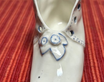Vintage/ Antique Porcelain Baby Boy Shoe Matchstick Holder Rare Collectible