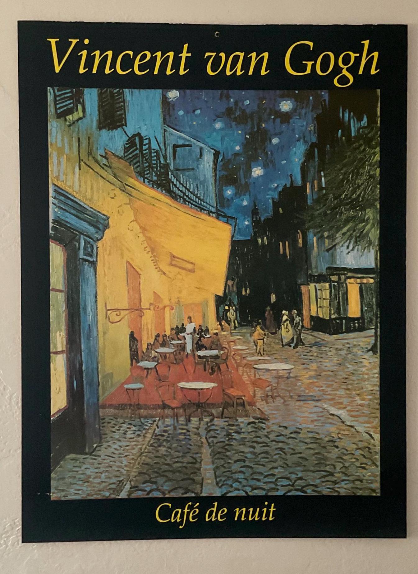 Vincent Van Gogh “ Cafe At Night” Lithograph  on Masonite Large 47”in. x 35 1/4”in.