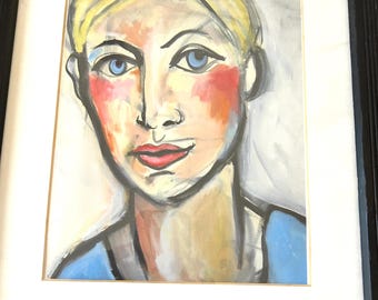 2003 Print “The Girl In The Blue Shirt” By Known Artist Rebekah Ash, Signed.