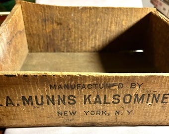 Rare Antique E.A. Munns Kalsomine Co. Wood Crate – New York History & Vintage Storage