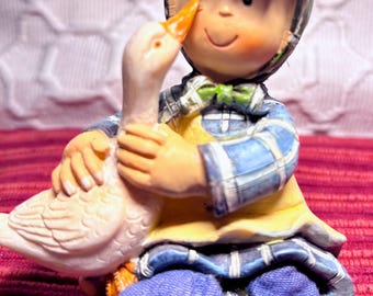 1980s Homco Denim Days Series “ Little Boy Goose “ Flexible Figurine.