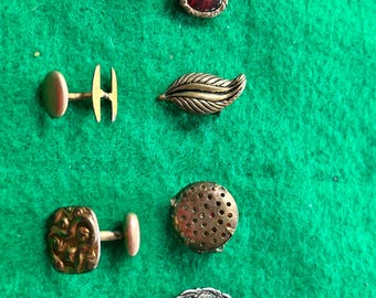 Vintage Cufflink & Jewelry Finding Lot – 1940s–60s Orphan Pieces, Dress Clip,Etc.