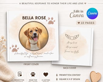 Dog Memorial Photo Album Canva Template, Editable Pet Memory Book, Printable Pet Loss Gift, Furry Friend Passing Memory Photo Album