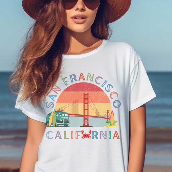 San Francisco Retro Weekend T-Shirt, Golden Gate Shirt, San Francisco California Travel Souvenir, Unisex West Coast Tee, Surfer Tshirt Gift