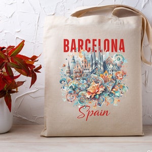 Barcelona Spain Tote, Park Guell Travel Bag, La Sagrada Gift, Spain Wedding Favor, Gaudi Catalonia Birthday Tote, Europe Travel Souvenir