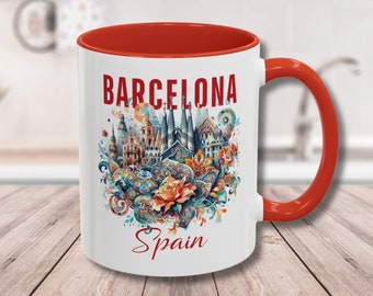 Barcelona Spain Coffee Mug Personalized, Park Guell Travel Cup, La Sagrada Mug, Spain Wedding Favor, Gaudi Souvenir, Catalonia Birthday Mug