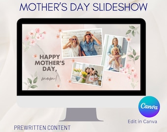 Boho Muttertag Diashow-Vorlage Canva, Elegante Mutter-Tochter Foto Diashow personalisiert, Benutzerdefinierte Familien Diashow, Erinnerungsvideo