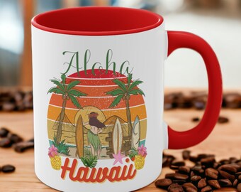 Vintage Hawaii Mug Personalized, Maui Christmas Mug Gift, Retro Summer Travel Mug, Hawaii Camping Mug, Wedding Favor, Hawaii Birthday Mug