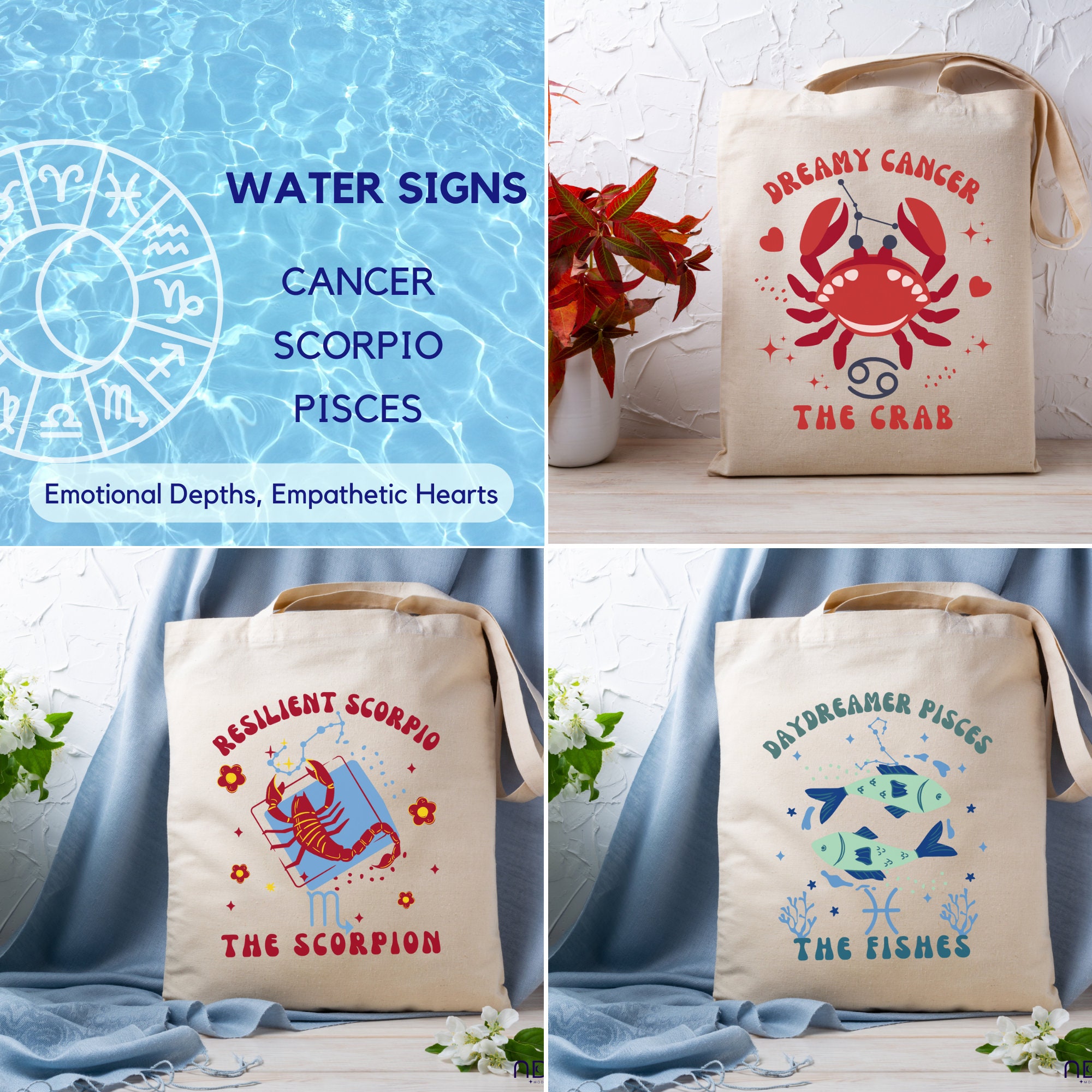 rainUP: Borsa Tote in 100% cotone naturale con segni zodiacali, riutilizzabile ed ecologico per regali, spiaggia e palestra - Porta il tuo oroscopo oggi e la tua carta astrale con te, Acquario
