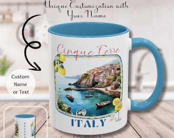 Cinque Terre Italy Mug, Riomaggiore Travel Souvenir, Monterosso Vacation Mug, Manarola Holiday Gift, Corniglia Mug, Vernazza Wedding Favor