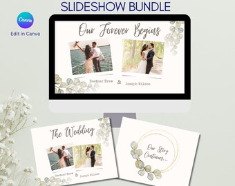 Wedding Album & Slideshow Template Bundle Canva, Minimalist Editorial Photo Book, Elegant Wedding Video, Digital Keepsake Set