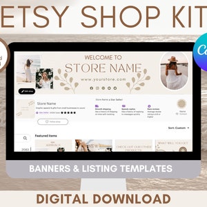 Etsy Shop Kit Templates Canva, Custom Etsy Shop Banners, Etsy Store Listing Images, Editable Template Bundle , Etsy Small Business Branding