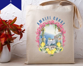 Italy Tote Bag: Positano Coast, Sorrento Lemons, Cotton Canvas - Etsy