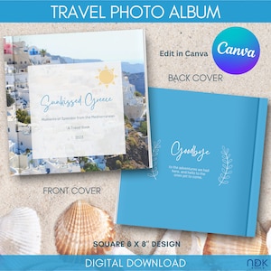 Family Travel Photo Book Templates Canva, Custom Square Vacation Album, Family Year Book Template, Editable Photo Book, Digital Travel Album