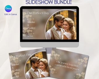 Wedding Photo Album Slideshow Bundle Canva Template, Romantic Digital Wedding Memory Book, Modern Anniversary Keepsake Download