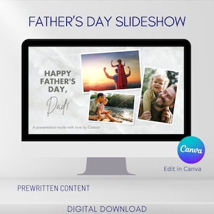 Vatertags Diaschau Vorlage Canva, Elegante Vater-Tochter-Sohn Foto Diaschau Personalisiert, Individuelle Familien Diaschau, Erinnerungsvideo
