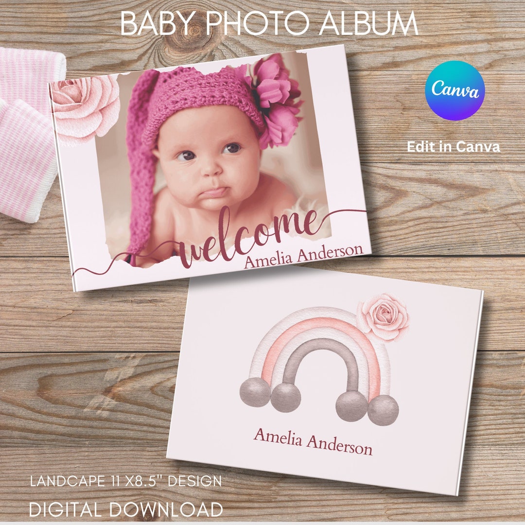 Pink Baby Photo Album Template Canva, Photographers Baby Photo Book ...