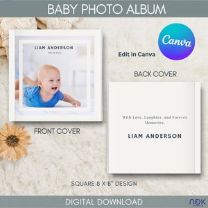 Unisex Baby Photo Album Template Canva, Photographers Baby Photo Book Template, Baby Album Templates, Custom Baby Milestone Photo Album