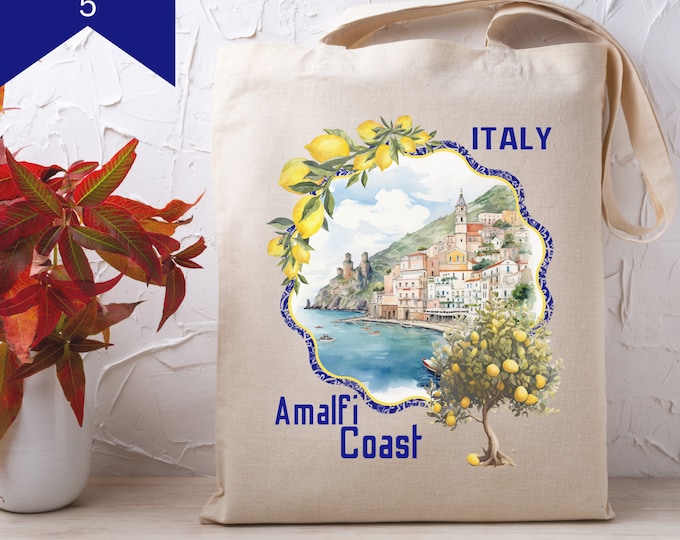 Positano, Costiera Amalfitana, Canvas Tote Bag Amalfi Coast, Italy ...