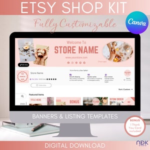 Etsy Shop Branding Kit Templates, Etsy Canva Banners, Etsy Store Listing Images, Custom Canva Templates, Etsy Small Business Branding Bundle