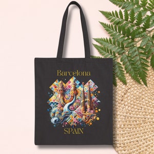 Barcelona Spain Tote, Park Guell Travel Bag, La Sagrada Gift, Spain Wedding Favor, Gaudi Catalonia Birthday Tote, Europe Travel Souvenir