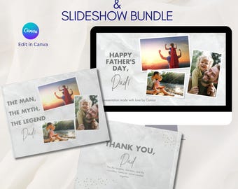 Father's Day Photo Album & Slideshow Bundle Canva, Dad Memory Book, Personalized Family Video, Editable Father's Gift