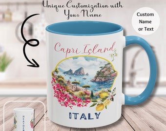 Positano Italy Mug Personalized, Amalfi Travel Mug, Positano Vacation, Italy Wedding Favor, Italy Trip Souvenir, Amalfi Birthday Mug