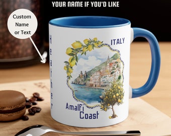 Amalfikust Italië koffiemok, Amalfi reismok, Italiaanse vakantiemok, bruiloft mok, Italië mok, Italië reis souvenir, Positano verjaardagsmok