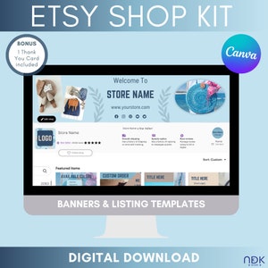 Etsy Shop Kit Templates Canva, Custom Etsy Shop Banners, Etsy Store Listing Images, Editable Template Bundle, Etsy Small Business Branding