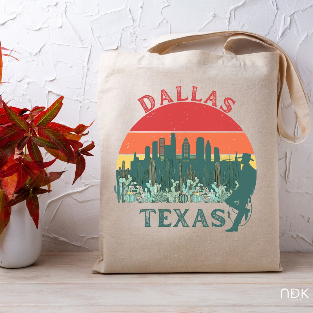 Dallas Skyline Canvas Tote, Vintage Texas Souvenir Bag, Dallas ...