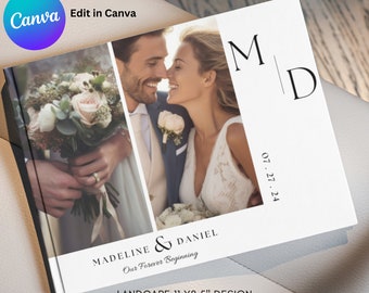 Wedding Photo Album Template Canva, Destination Wedding Album, Landscape Birthday Album, Digital Photographer Wedding Magazine Photo Book